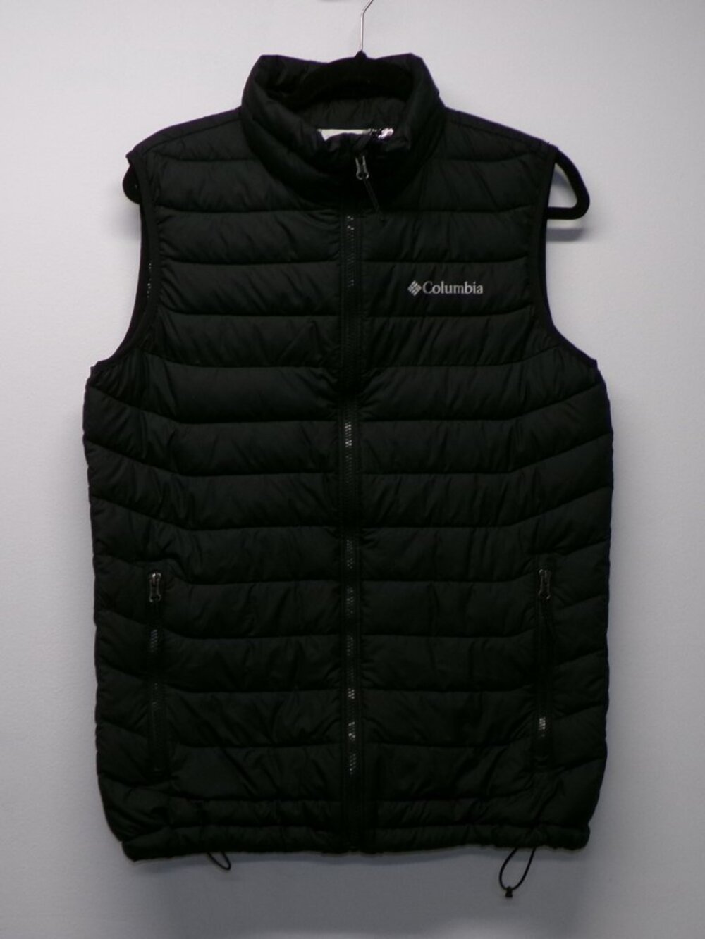 Columbia Powder Lite Vest Mens Small Black Omni Heat Insulated Full Zip Hiking